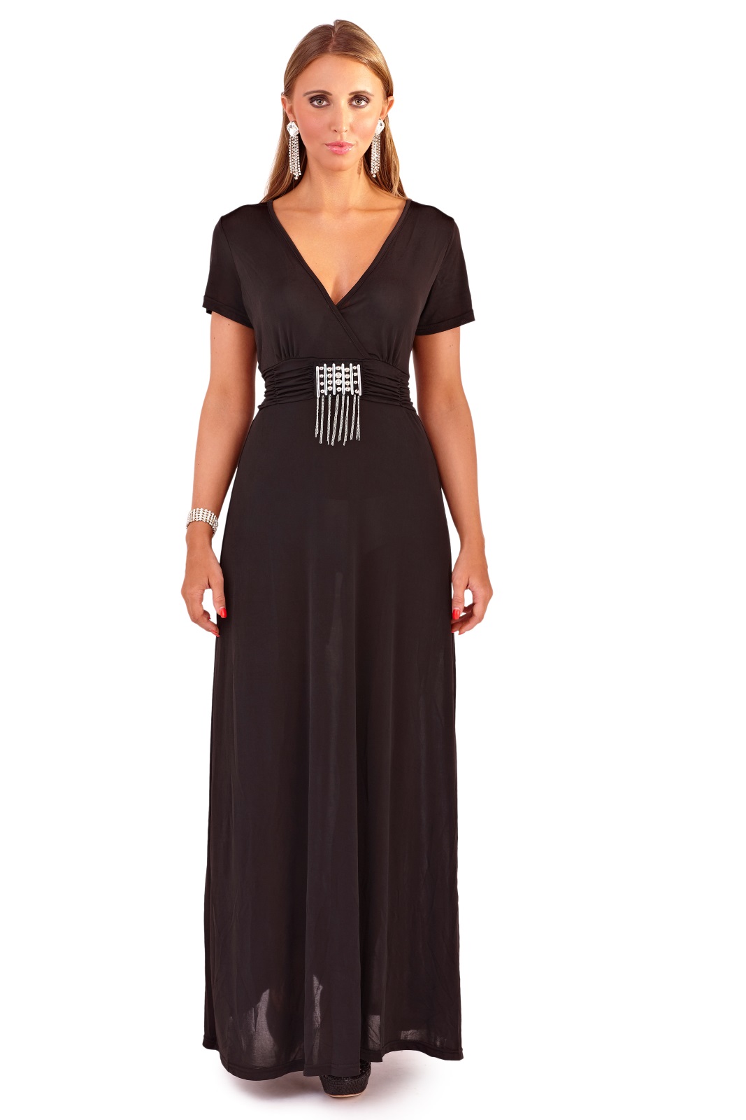 Plus Size Midi Wraparound Dress - Sleeveless / Chiffon You are here